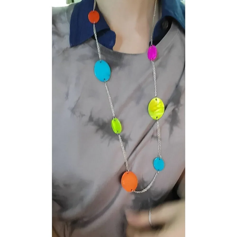 Vintage 90s Abstract Chunky Funky Dyed Shell Necklace